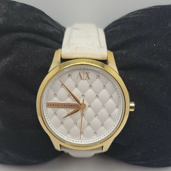 Armani Exchange AX5207 Womens White Leather Analog Dial Quartz Wrist Watch BC500 - Picture 2 of 11